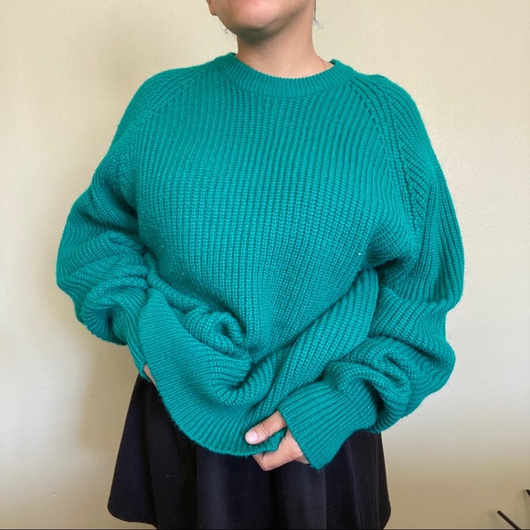 🧃 VINTAGE BLUE GREEN KNIT SWEATER 🧃 - Picture 2 of 3